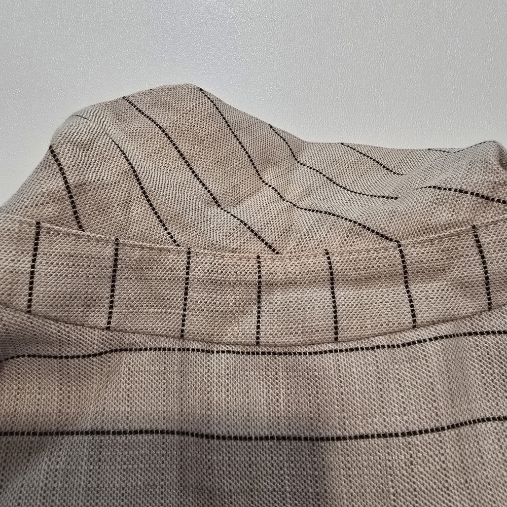 Reiss Andie Neutral Striped Linen Casual Dress Sleeveless V-neck Size 6 - Picture 12 of 14